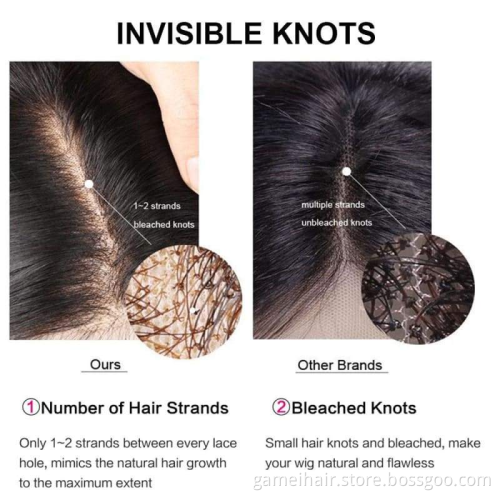 Natural Brazilian Cuticle Aligned  Bleached Knots  straight13*6 hd lace front wig 100% human hair  pre plucked  extensions
